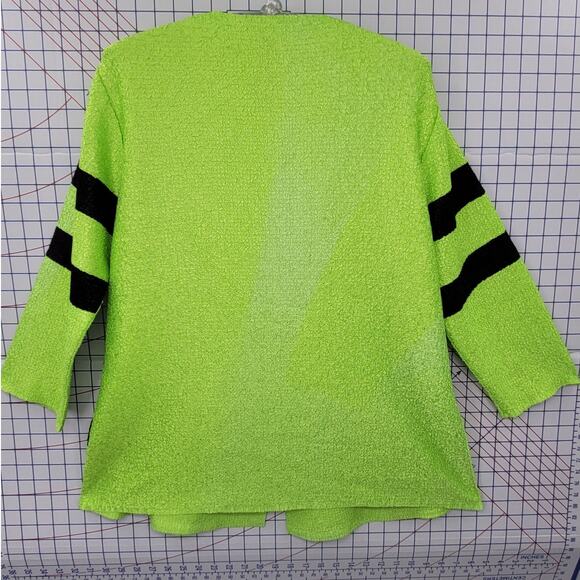 Berek Vintage 80s Green Black Crinkle Snap Front Asymmetric Geometric Tunic Top - Picture 3 of 12